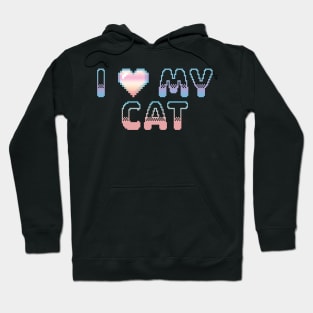 I Heart My Cat Classic Video Game Graphic Rainbow Pastel Gradient Hoodie